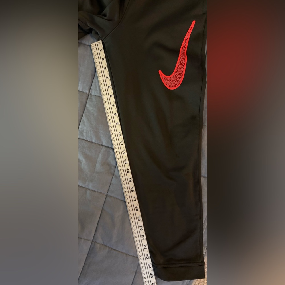Nike Youth Large Dark Gray Black Jogger Pants Orange Swoosh Athletic - Picture 5 of 13
